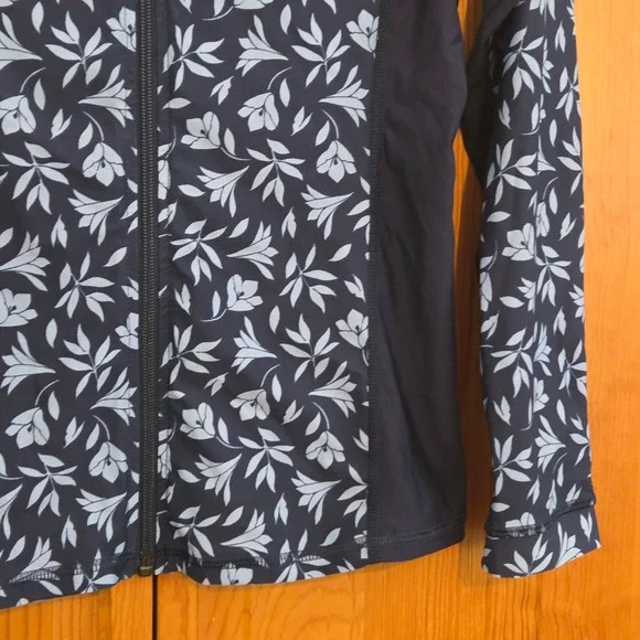 Draper James x Helen Jon Womens Navy Blue Floral Full Zip Rash Guard Swim Top M - Picture 8 of 8